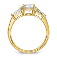 14K Yellow Gold 1.50 Carat Certified Lab Grown Diamond VS+ F+ Round and Tapered Baguette Complete Three Stone Engagement Ring view 2