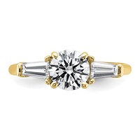 14K Yellow Gold 1.50 Carat Certified Lab Grown Diamond VS+ F+ Round and Tapered Baguette Complete Three Stone Engagement Ring view 4