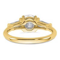 14K Yellow Gold 1.50 Carat Certified Lab Grown Diamond VS+ F+ Round and Tapered Baguette Complete Three Stone Engagement Ring view 5