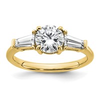 14K Yellow Gold 1.50 Carat Certified Lab Grown Diamond VS+ F+ Round and Tapered Baguette Complete Three Stone Engagement Ring view 1