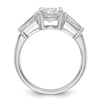14K White Gold 2.20 Carat Certified Lab Grown Diamond VS+ F+ Round and Tapered Baguette Complete Three Stone Engagement Ring view 2