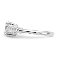 14K White Gold 2.20 Carat Certified Lab Grown Diamond VS+ F+ Round and Tapered Baguette Complete Three Stone Engagement Ring view 3