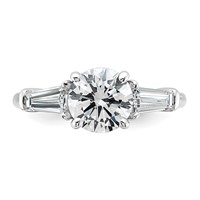 14K White Gold 2.20 Carat Certified Lab Grown Diamond VS+ F+ Round and Tapered Baguette Complete Three Stone Engagement Ring view 4
