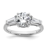 14K White Gold 2.20 Carat Certified Lab Grown Diamond VS+ F+ Round and Tapered Baguette Complete Three Stone Engagement Ring view 1