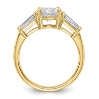 14K Yellow Gold 2.20 Carat Lab Grown Diamond VS+ F+ Round and Tapered Baguette Complete Three Stone Engagement Ring view 2
