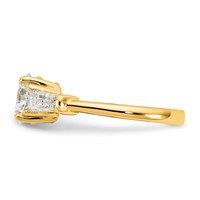 14K Yellow Gold 2.20 Carat Lab Grown Diamond VS+ F+ Round and Tapered Baguette Complete Three Stone Engagement Ring view 3