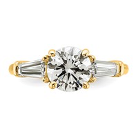14K Yellow Gold 2.20 Carat Lab Grown Diamond VS+ F+ Round and Tapered Baguette Complete Three Stone Engagement Ring view 4