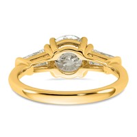 14K Yellow Gold 2.20 Carat Lab Grown Diamond VS+ F+ Round and Tapered Baguette Complete Three Stone Engagement Ring view 5