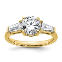 14K Yellow Gold 2.20 Carat Lab Grown Diamond VS+ F+ Round and Tapered Baguette Complete Three Stone Engagement Ring view 1