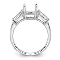 14K White Gold 0.75 Carat Lab Grown Diamond VS+ F+ Tapered Baguette Holds 1.50 Carat Round Center Semi Mount Engagement Ring view 2