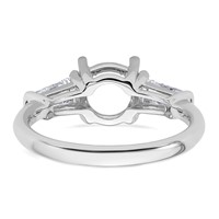 14K White Gold 0.75 Carat Lab Grown Diamond VS+ F+ Tapered Baguette Holds 1.50 Carat Round Center Semi Mount Engagement Ring view 3