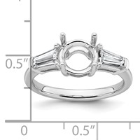 14K White Gold 0.75 Carat Lab Grown Diamond VS+ F+ Tapered Baguette Holds 1.50 Carat Round Center Semi Mount Engagement Ring view 4