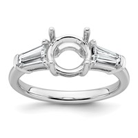 14K White Gold 0.75 Carat Lab Grown Diamond VS+ F+ Tapered Baguette Holds 1.50 Carat Round Center Semi Mount Engagement Ring view 1