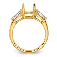 14K Yellow Gold 0.75 Carat Lab Grown Diamond VS+ F+ Tapered Baguette Holds 1.50 Carat Round Center Semi Mount Engagement Ring view 2