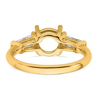 14K Yellow Gold 0.75 Carat Lab Grown Diamond VS+ F+ Tapered Baguette Holds 1.50 Carat Round Center Semi Mount Engagement Ring view 3