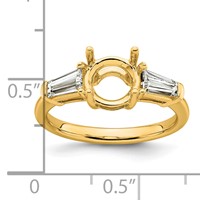 14K Yellow Gold 0.75 Carat Lab Grown Diamond VS+ F+ Tapered Baguette Holds 1.50 Carat Round Center Semi Mount Engagement Ring view 4