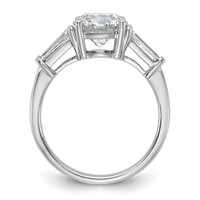 14K White Gold 3 Carat Certified Lab Grown Diamond VS+ F+ Round and Tapered Baguette Complete Three Stone Engagement Ring view 2