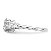 14K White Gold 3 Carat Certified Lab Grown Diamond VS+ F+ Round and Tapered Baguette Complete Three Stone Engagement Ring view 3