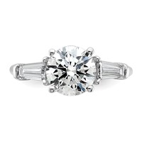 14K White Gold 3 Carat Certified Lab Grown Diamond VS+ F+ Round and Tapered Baguette Complete Three Stone Engagement Ring view 4