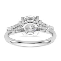 14K White Gold 3 Carat Certified Lab Grown Diamond VS+ F+ Round and Tapered Baguette Complete Three Stone Engagement Ring view 5