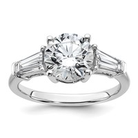 14K White Gold 3 Carat Certified Lab Grown Diamond VS+ F+ Round and Tapered Baguette Complete Three Stone Engagement Ring view 1