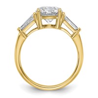 14K Yellow Gold 3 Carat Certified Lab Grown Diamond VS+ F+ Round and Tapered Baguette Complete Three Stone Engagement Ring view 2