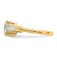 14K Yellow Gold 3 Carat Certified Lab Grown Diamond VS+ F+ Round and Tapered Baguette Complete Three Stone Engagement Ring view 3