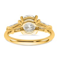 14K Yellow Gold 3 Carat Certified Lab Grown Diamond VS+ F+ Round and Tapered Baguette Complete Three Stone Engagement Ring view 5
