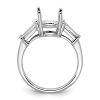 14K White Gold 0.75 Carat Lab Grown Diamond VS+ F+ Tapered Baguette Ring with 2 Carat Round Center Semi Mount Three Stone Engagement view 2