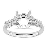 14K White Gold 0.75 Carat Lab Grown Diamond VS+ F+ Tapered Baguette Ring with 2 Carat Round Center Semi Mount Three Stone Engagement view 3