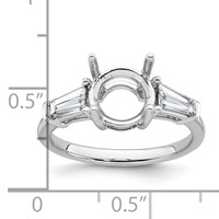 14K White Gold 0.75 Carat Lab Grown Diamond VS+ F+ Tapered Baguette Ring with 2 Carat Round Center Semi Mount Three Stone Engagement view 4