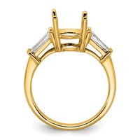 14K Yellow Gold 0.75 Carat Lab Grown Diamond VS+ F+ Tapered Baguette Ring with 2 Carat Round Center Semi Mount Three Stone Engagement view 2