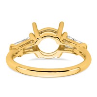 14K Yellow Gold 0.75 Carat Lab Grown Diamond VS+ F+ Tapered Baguette Ring with 2 Carat Round Center Semi Mount Three Stone Engagement view 3