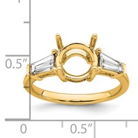 14K Yellow Gold 0.75 Carat Lab Grown Diamond VS+ F+ Tapered Baguette Ring with 2 Carat Round Center Semi Mount Three Stone Engagement view 4