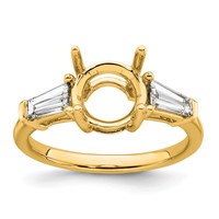14K Yellow Gold 0.75 Carat Lab Grown Diamond VS+ F+ Tapered Baguette Ring with 2 Carat Round Center Semi Mount Three Stone Engagement view 1