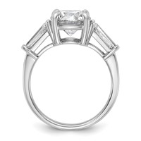 14K White Gold 3.33 Carat Certified Lab Grown Diamond VS+ F+ Round and Tapered Baguette Complete Three Stone Engagement Ring view 2