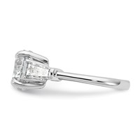 14K White Gold 3.33 Carat Certified Lab Grown Diamond VS+ F+ Round and Tapered Baguette Complete Three Stone Engagement Ring view 3
