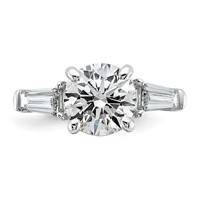 14K White Gold 3.33 Carat Certified Lab Grown Diamond VS+ F+ Round and Tapered Baguette Complete Three Stone Engagement Ring view 4