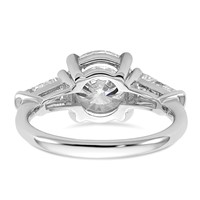 14K White Gold 3.33 Carat Certified Lab Grown Diamond VS+ F+ Round and Tapered Baguette Complete Three Stone Engagement Ring view 5