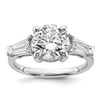 14K White Gold 3.33 Carat Certified Lab Grown Diamond VS+ F+ Round and Tapered Baguette Complete Three Stone Engagement Ring view 1