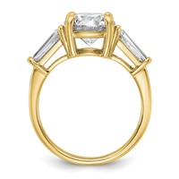 14K Yellow Gold 3.75 Carat Lab Grown Diamond VS+ F+ Round and Tapered Baguette Complete Three Stone Engagement Ring view 2