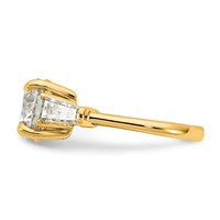 14K Yellow Gold 3.75 Carat Lab Grown Diamond VS+ F+ Round and Tapered Baguette Complete Three Stone Engagement Ring view 3