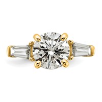 14K Yellow Gold 3.75 Carat Lab Grown Diamond VS+ F+ Round and Tapered Baguette Complete Three Stone Engagement Ring view 4
