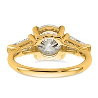 14K Yellow Gold 3.75 Carat Lab Grown Diamond VS+ F+ Round and Tapered Baguette Complete Three Stone Engagement Ring view 5