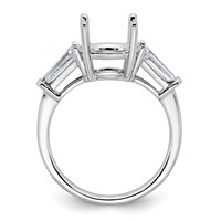 14K White Gold 0.88 Carat Lab Grown Diamond VS+ F+ Tapered Baguette Ring with 2.50 Carat Round Center Semi Mount Three Stone Engagement view 2