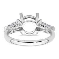 14K White Gold 0.88 Carat Lab Grown Diamond VS+ F+ Tapered Baguette Ring with 2.50 Carat Round Center Semi Mount Three Stone Engagement view 3