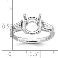 14K White Gold 0.88 Carat Lab Grown Diamond VS+ F+ Tapered Baguette Ring with 2.50 Carat Round Center Semi Mount Three Stone Engagement view 4