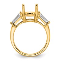 14K Yellow Gold 0.88 Carat Lab Grown Diamond VS+ F+ Tapered Baguette Ring with 2.50 Carat Round Center Semi Mount Three Stone Engagement view 2