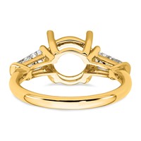 14K Yellow Gold 0.88 Carat Lab Grown Diamond VS+ F+ Tapered Baguette Ring with 2.50 Carat Round Center Semi Mount Three Stone Engagement view 3