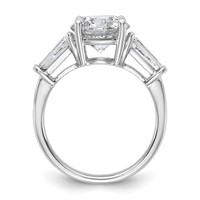 14K White Gold 3.75 Carat Lab Grown Diamond VS+ F+ Round and Tapered Baguette Complete Three Stone Engagement Ring view 2